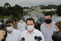 O governador Carlos Massa Ratinho Junior participou nesta quinta-feira (11) da inauguração do viaduto de acesso a Piraí do Sul e ao Santuário Nossa Senhora das Brotas, nos Campos Gerais. Ele está localizado no km 256 da PR-151 e foi construído em apenas dez meses pela concessionária CCR RodoNorte, que administra a ligação entre Ponta Grossa e Jaguariaíva.
