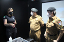 Policiais militares que trabalham na Companhia de Comandos e Serviços (CCS) e nas Diretorias da PM estão passando por instruções de tiros no caminhão de simulador de tiros da Polícia Civil do Paraná.  -  Curitiba, 25/02/2021  -  Foto: Soldado Amanda Morais