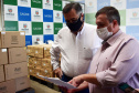 A Secretaria de Estado da Saúde (Sesa) recebeu nesta quarta-feira (24), ventiladores e monitores doados por entidades e iniciativa privada em apoio ao enfrentamento da Covid-19 no Paraná. As doações podem viabilizar a abertura de 40 a 70 leitos de UTI para reforçar o atendimento na pandemia. -  Curitiba, 24/03/2021  -  Foto: Américo Antonio/SESA