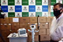 A Secretaria de Estado da Saúde (Sesa) recebeu nesta quarta-feira (24), ventiladores e monitores doados por entidades e iniciativa privada em apoio ao enfrentamento da Covid-19 no Paraná. As doações podem viabilizar a abertura de 40 a 70 leitos de UTI para reforçar o atendimento na pandemia. -  Curitiba, 24/03/2021  -  Foto: Américo Antonio/SESA