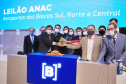 Afonso Pena e outros três aeroportos do Paraná passam à concessão privada.O governador Carlos Massa Ratinho Junior e o secretário estadual da Infraestrutura, Sandro Alex, acompanharam o leilão na sede da B3, em São Paulo. Foto: José Fernando Ogura/AEN
