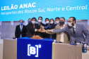 Afonso Pena e outros três aeroportos do Paraná passam à concessão privada.O governador Carlos Massa Ratinho Junior e o secretário estadual da Infraestrutura, Sandro Alex, acompanharam o leilão na sede da B3, em São Paulo. Foto: José Fernando Ogura/AEN