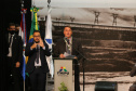 O governador Carlos Massa Ratinho Junior acompanha o  presidente Jair Bolsonaro nesta quarta-feira (7),   na transmissao de cargo do  diretor-geral brasileiro da Itaipu Binacional, o general João Francisco Ferreira .  07/04/2021 - Foto: Geraldo Bubniak/AEN