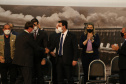 O governador Carlos Massa Ratinho Junior acompanha o  presidente Jair Bolsonaro nesta quarta-feira (7),   na transmissao de cargo do  diretor-geral brasileiro da Itaipu Binacional, o general João Francisco Ferreira .  07/04/2021 - Foto: Geraldo Bubniak/AEN