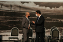 O governador Carlos Massa Ratinho Junior acompanha o  presidente Jair Bolsonaro nesta quarta-feira (7),   na transmissao de cargo do  diretor-geral brasileiro da Itaipu Binacional, o general João Francisco Ferreira .  07/04/2021 - Foto: Geraldo Bubniak/AEN