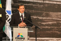 O governador Carlos Massa Ratinho Junior acompanha o  presidente Jair Bolsonaro nesta quarta-feira (7),   na transmissao de cargo do  diretor-geral brasileiro da Itaipu Binacional, o general João Francisco Ferreira . Prefeito Chico Brasileiro.   07/04/2021 - Foto: Geraldo Bubniak/AEN