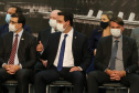 O governador Carlos Massa Ratinho Junior acompanha o  presidente Jair Bolsonaro nesta quarta-feira (7),   na transmissao de cargo do  diretor-geral brasileiro da Itaipu Binacional, o general João Francisco Ferreira .  07/04/2021 - Foto: Geraldo Bubniak/AEN