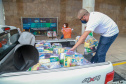 A edição 2021 da campanha Cesta Solidária Paraná, encerrada na terça-feira (06), conseguiu arrecadar mais de 200 toneladas de alimentos. . Foto: Valdelino Pontes