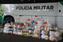 O Batalhão de Polícia Ambiental-Força Verde (BPAmb-FV) arrecadou 5.585 toneladas de alimentos, 1.647 toneladas de ração e 221 litros de álcool em todo o estado durante dois dias de campanha solidária em comemoração aos 64 anos de atuação no Paraná.  -  Curitiba, 20/04/2021 -  Foto: Divulgação BPAmb-FV