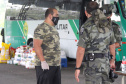 O Batalhão de Polícia Ambiental-Força Verde (BPAmb-FV) arrecadou 5.585 toneladas de alimentos, 1.647 toneladas de ração e 221 litros de álcool em todo o estado durante dois dias de campanha solidária em comemoração aos 64 anos de atuação no Paraná.  -  Curitiba, 20/04/2021 -  Foto: Divulgação BPAmb-FV
