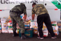 O Batalhão de Polícia Ambiental-Força Verde (BPAmb-FV) arrecadou 5.585 toneladas de alimentos, 1.647 toneladas de ração e 221 litros de álcool em todo o estado durante dois dias de campanha solidária em comemoração aos 64 anos de atuação no Paraná.  -  Curitiba, 20/04/2021 -  Foto: Divulgação BPAmb-FV