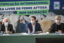 Governador Ratinho Junior destaca o reconhecimento internacional concedido ao Paraná como Área Livre de Febre Aftosa sem Vacinação.
Foto Gilson Abreu/AEN