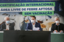 Governador Ratinho Junior destaca o reconhecimento internacional concedido ao Paraná como Área Livre de Febre Aftosa sem Vacinação.
Foto Gilson Abreu/AEN