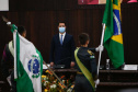 Nesta segunda-feira (31), também foi realizada a posse do novo desembargador do TJPR, Cláudio Smirne Diniz. Sua nomeação foi assinada pelo governador no dia 11 de maio. Diniz preenche a vaga aberta pela aposentadoria do desembargador Clayton Coutinho de Camargo. Foto: Jonathan Campos/AEN