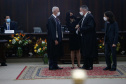 Nesta segunda-feira (31), também foi realizada a posse do novo desembargador do TJPR, Cláudio Smirne Diniz. Sua nomeação foi assinada pelo governador no dia 11 de maio. Diniz preenche a vaga aberta pela aposentadoria do desembargador Clayton Coutinho de Camargo. Foto: Jonathan Campos/AEN