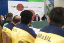 Governador Carlos Massa Ratinho Junior durante solenidade de lançamento nesta quinta-feira (08) no Palácio Iguaçu da campanha Torcida Paraná em Tóquio. O Estado terá a maior delegação de atletas da história do Paraná está na fase final de preparação para os Jogos Olímpicos e Paralímpicos Tóquio-2020 com 35 atletas. - Curitiba, 08/07/2021 - Foto: Jonathan Campos/AEN