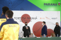 Governador Carlos Massa Ratinho Junior durante solenidade de lançamento nesta quinta-feira (08) no Palácio Iguaçu da campanha Torcida Paraná em Tóquio. O Estado terá a maior delegação de atletas da história do Paraná está na fase final de preparação para os Jogos Olímpicos e Paralímpicos Tóquio-2020 com 35 atletas. - Curitiba, 08/07/2021 - Foto: Jonathan Campos/AEN