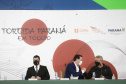 Governador Carlos Massa Ratinho Junior durante solenidade de lançamento nesta quinta-feira (08) no Palácio Iguaçu da campanha Torcida Paraná em Tóquio. O Estado terá a maior delegação de atletas da história do Paraná está na fase final de preparação para os Jogos Olímpicos e Paralímpicos Tóquio-2020 com 35 atletas. - Curitiba, 08/07/2021 - Foto: Jonathan Campos/AEN