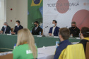 Governador Carlos Massa Ratinho Junior durante solenidade de lançamento nesta quinta-feira (08) no Palácio Iguaçu da campanha Torcida Paraná em Tóquio. O Estado terá a maior delegação de atletas da história do Paraná está na fase final de preparação para os Jogos Olímpicos e Paralímpicos Tóquio-2020 com 35 atletas.Foto Gilson Abreu/AEN