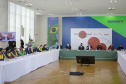 Governador Carlos Massa Ratinho Junior durante solenidade de lançamento nesta quinta-feira (08) no Palácio Iguaçu da campanha Torcida Paraná em Tóquio. O Estado terá a maior delegação de atletas da história do Paraná está na fase final de preparação para os Jogos Olímpicos e Paralímpicos Tóquio-2020 com 35 atletas.Foto Gilson Abreu/AEN