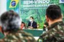 O governador Carlos Massa Ratinho Junior recebeu nesta sexta-feira (9), no Palácio Iguaçu, o comandante-geral do Exército Brasileiro, general Paulo Sérgio Nogueira de Oliveira, e uma comitiva com o alto comando da instituição militar. -  Curitiba, 09/07/2021  -  Foto: José Fernando Ogura/AEN