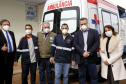 O secretário de Estado da Saúde, Beto Preto acompanha o ministro da Saúde, Marcelo Queiroga, nesta terça-feira (20) no Hospital Municipal Padre Germano Lauck  em Foz do Iguaçu. Foto: Gilson Abreu/AEN
