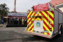 O Corpo Bombeiros de São José dos Pinhais recebeu nesta terça-feira (27/07), em cerimônia realizada no 6º Grupamento de Bombeiros, um caminhão Auto-Bomba Tanque Resgate (ABTR) para dar suporte ao combate à incêndios na cidade. A nova viatura do Corpo de Bombeiro é a primeira de modelo americano no Estado do Paraná, sendo projetada e desenvolvida para atividade da corporação.  -  Curitiba, 28/07/2021  -  Foto: SESP-PR