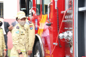 O Corpo Bombeiros de São José dos Pinhais recebeu nesta terça-feira (27/07), em cerimônia realizada no 6º Grupamento de Bombeiros, um caminhão Auto-Bomba Tanque Resgate (ABTR) para dar suporte ao combate à incêndios na cidade. A nova viatura do Corpo de Bombeiro é a primeira de modelo americano no Estado do Paraná, sendo projetada e desenvolvida para atividade da corporação.  -  Curitiba, 28/07/2021  -  Foto: SESP-PR