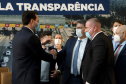 O governador Carlos Massa Ratinho Junior e o ministro da Infraestrutura, Tarcísio Gomes de Freitas, apresentam, os detalhes da nova concessão de 3,3 mil quilômetros de rodovias do Paraná. Foto: Ari Dias/AEN