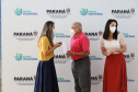 O governador Carlos Massa Ratinho Junior participa  nesta segunda-feira (23)  da premiação Amigos da Patria Voluntaria, ao lado da Presidente do conselho da Superintendência de Ação Solidária, a primeira-dama Luciana Saito Massa. 23/08/2021 - Foto: Geraldo Bubniak/AEN