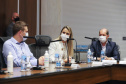 O governador Carlos Massa Ratinho Junior participa nesta terça-feira (24)  de videoconferencia com representantes da Pfizer ao lado do Secretario de Estado da Saude, Beto Preto e do prefeito de Toledo,  Beto Lunitti.   24/08/2021 - Foto: Geraldo Bubniak/AEN