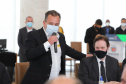 O governador Carlos Massa Ratinho Junior assina  nesta terça-feira (31)  novos contratos com Hospitais Filantrópicos, Santa Casa de Cambé,  Hospital Sao Rafael de Rolândia e Hospital  Cristo Rei de Ibiporã.  Na foto,  o prefeito de Cambe, Conrado Scheller .  31/08/2021 - Foto: Geraldo Bubniak/AEN