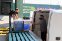 156.828 imunizantes da Pfizer/BioNTech  chegam  no Centro de Medicamentos do Paraná (Cemepar), em Curitiba, na tarde desta quarta-feira (8).  Foto: Geraldo Bubniak/AEN