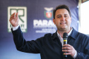 O governador Carlos Massa Ratinho Junior esteve nesta quinta-feira (9) em Palmas para o lançamento da pedra fundamental da pavimentação em concreto rígido de um trecho de 59,55 quilômetros da rodovia, além da implantação de 12,39 quilômetros de terceiras faixas.  - Palmas, 09/09/2021  -  Foto: José Fernando Ogura/AEN