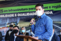 O governador Carlos Massa Ratinho Junior esteve nesta quinta-feira (9) em Palmas para o lançamento da pedra fundamental da pavimentação em concreto rígido de um trecho de 59,55 quilômetros da rodovia, além da implantação de 12,39 quilômetros de terceiras faixas.  - Palmas, 09/09/2021  -  Foto: José Fernando Ogura/AEN