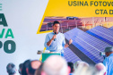 Secretários de Estado participaram, nesta quinta-feira (17), da inauguração da Usina Fotovoltaica Nelson Paludo, em Assis Chateaubriand. O chefe da Casa Civil, Guto Silva, e os secretários de Estado do Desenvolvimento Sustentável e do Turismo, Márcio Nunes, e da Agricultura e do Abastecimento, Norberto Ortigara, destacaram os benefícios de uma usina solar para os agricultores e também ao meio ambiente.  -  Assis Chateaubriand, 17/09/2021  -  Foto: SEDEST