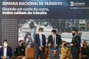 O governador Carlos Massa Ratinho Junior participa nesta segunda-feira (20), do lançamento da Semana Nacional de Transito ao lado do secretário nacional de Trânsito, Frederico Carneiro, e do diretor-geral do Detran-PR, Wagner Mesquita. 20/09/2021 - Foto: Jonathan Campos/AEN