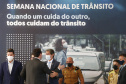 O governador Carlos Massa Ratinho Junior participa nesta segunda-feira (20), do lançamento da Semana Nacional de Transito ao lado do secretário nacional de Trânsito, Frederico Carneiro, e do diretor-geral do Detran-PR, Wagner Mesquita. 20/09/2021 - Foto: Jonathan Campos/AEN