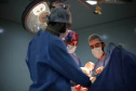O Hospital Universitário do Oeste do Paraná (Huop) realizou, pela primeira vez, uma cirurgia de reconstrução de crânio com um molde 3D. O procedimento, inédito em um hospital público da região, foi possível graças a uma parceria da instituição com a startup Segmenta Biomodelos da cidade de Toledo.  -  Curitiba, 04/10/2021  -  Foto: HUOP