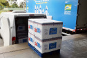 As 344.210 doses da vacina contra a Covid-19 referentes à 56ª pauta de distribuição do Ministério da Saúde chegaram ao Paraná nesta terça-feira (5). Foto: Américo Antonio/SESA