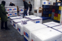 As 344.210 doses da vacina contra a Covid-19 referentes à 56ª pauta de distribuição do Ministério da Saúde chegaram ao Paraná nesta terça-feira (5). Foto: Américo Antonio/SESA