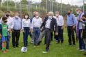 O governador em exercício Darci Piana vistoriou nesta quinta-feira (07) a construção do novo trevo da PR-281, e inaugurou uma unidade do Meu Campinho no distrito de Doutor Antonio Paranhos, em São Jorge D’Oeste, na região Sudoeste do Paraná. - São Jorge D’Oeste, 07/10/2021 -  Foto: Gilson Abreu/AEN