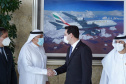 Em reunião com executivos da Emirates, Governador busca voo direto entre Paraná e Dubai. Foto: Governo do Paraná