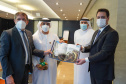 Em reunião com executivos da Emirates, Governador busca voo direto entre Paraná e Dubai. Foto: Governo do Paraná