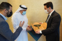 Em reunião com executivos da Emirates, Governador busca voo direto entre Paraná e Dubai. Foto: Governo do Paraná