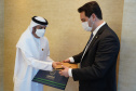 Em reunião com executivos da Emirates, Governador busca voo direto entre Paraná e Dubai. Foto: Governo do Paraná