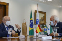 Governador em exercicio Darci Piana recebe o embaixador da Espanha no Brasil, Fernando Garcia Casas, a cônsul honorária da Espanha em Curitiba, Blanca Hernando Barco e a  diretora do Instituto Cervantes, Rosa Sánchez-Cascado  -  Curitiba, 13/10/2021  -  Foto Gilson Abreu/AEN