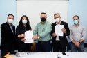 A Secretaria de Estado da Saúde (Sesa) assinou um termo de cooperação técnico científica nesta quarta-feira (13) para implantação e desenvolvimento de atividades de ensino, pesquisa e expansão no Hospital Regional do Litoral (HRL) de Paranaguá, em parceria com a Universidade Estadual do Paraná (Unespar). - Paranaguá, 13/10/2021  -  Foto: Américo Antonio/SESA