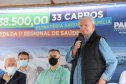 O governador em exercício Darci Piana e o secretário estadual da Saúde, Beto Preto, entregam nesta quarta-feira (13), veículos da Estratégia da Saúde da Família aos municípios da 1ª Regional de Saúde de Paranaguá, além de computadores para renovação e modernização do parque tecnológico da Sesa. Na foto, deputado Nelson Justus. 13/10/2021 - Foto: Geraldo Bubniak/AEN