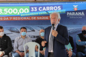O governador em exercício Darci Piana e o secretário estadual da Saúde, Beto Preto, entregam nesta quarta-feira (13), veículos da Estratégia da Saúde da Família aos municípios da 1ª Regional de Saúde de Paranaguá, além de computadores para renovação e modernização do parque tecnológico da Sesa.13/10/2021 - Foto: Geraldo Bubniak/AEN